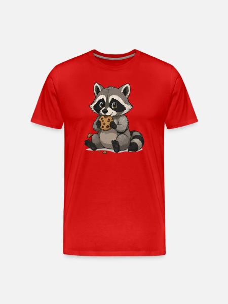 Kuschelwaschbär mit Keks - Männer Premium Bio T-Shirt - Rot