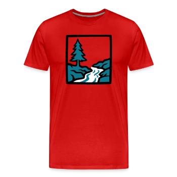 Logo de la nature de la forêt de la rivière - T-shirt bio Premium Homme - rouge - Devant - Damien (186cm)