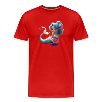 Reine des sirènes bleu corail - T-shirt bio Premium Homme - rouge - Devant - Damien (186cm)