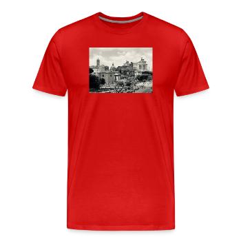 Rome sépia : Colisée et place - T-shirt bio Premium Homme - rouge - Devant - Damien (186cm)