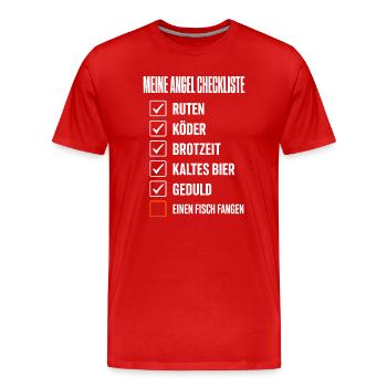Meine Angel Checkliste Lustiges Angler Motiv mit - Männer Premium Bio T-Shirt - Rot - Vorne - Damien (186cm)