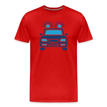 Voiture de police Icône solide Véhicule de patrouille d’urgence - T-shirt bio Premium Homme - rouge - Devant - Damien (186cm)
