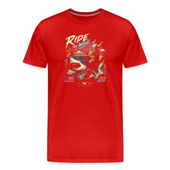 Rider of the Tide Cat - Men's Premium Organic T-Shirt - red - Front - Damien (186cm)