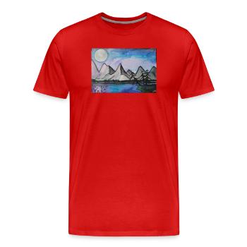 Nuit au clair de lune au bord du lac tranquille - T-shirt bio Premium Homme - rouge - Devant - Damien (186cm)
