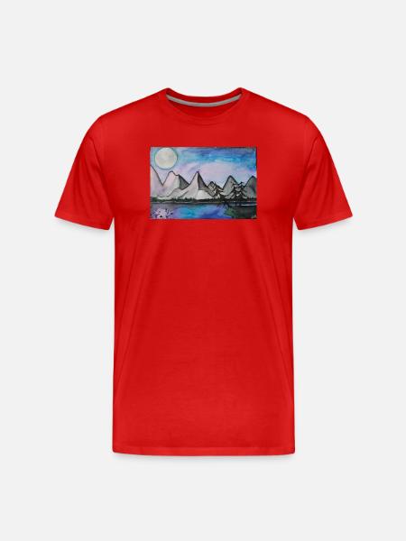 Moonlit night at the quiet lake - Men's Premium Organic T-Shirt - red