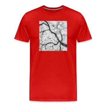 Graphique des branches en arbre monochrome - T-shirt bio Premium Homme - rouge - Devant - Damien (186cm)