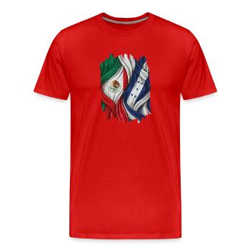Fiers des drapeaux du Mexique et du Honduras - T-shirt bio Premium Homme - rouge - Devant - Damien (186cm)