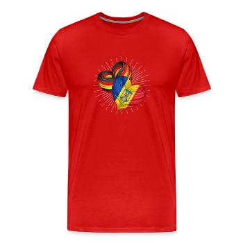 Amitié entre l’Allemagne et la Roumanie - T-shirt bio Premium Homme - rouge - Devant - Damien (186cm)