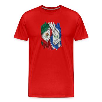 Fiers des drapeaux du Mexique et du Salvador - T-shirt bio Premium Homme - rouge - Devant - Damien (186cm)