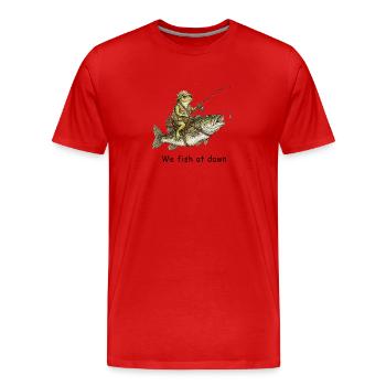 Nous pêchons chez Dawn Frog Angler - T-shirt bio Premium Homme - rouge - Devant - Damien (186cm)