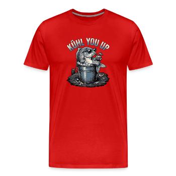 Cooler Karpfen Angler Abkühlung - Männer Premium Bio T-Shirt - Rot - Vorne - Damien (186cm)