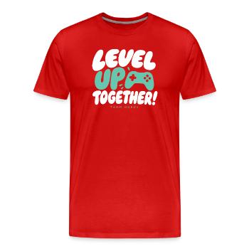 Équipe Monte de niveau ensemble : Nerds - T-shirt bio Premium Homme - rouge - Devant - Damien (186cm)
