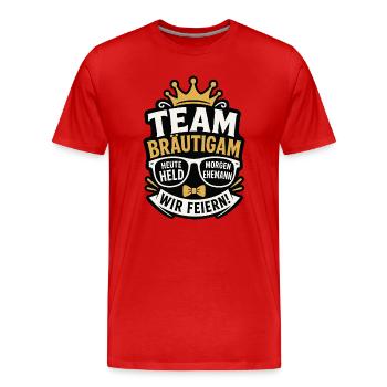 Team Bräutigam Heute Held Morgen Ehemann - Männer Premium Bio T-Shirt - Rot - Vorne - Damien (186cm)