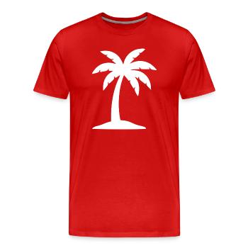 Cadeau de voyage en mer pour vacances d’été à la plage à Palm Tree - T-shirt bio Premium Homme - rouge - Devant - Damien (186cm)