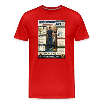 Der Stehpinkler – jeder Strahl zählt - Männer Premium Bio T-Shirt - Rot - Vorne - Damien (186cm)