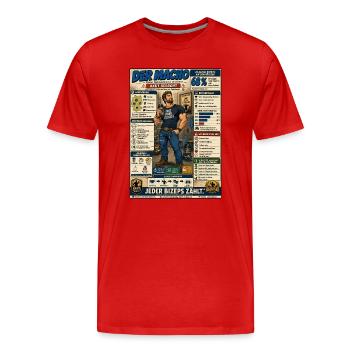 Der Macho – jeder Bizeps zählt - Männer Premium Bio T-Shirt - Rot - Vorne - Damien (186cm)