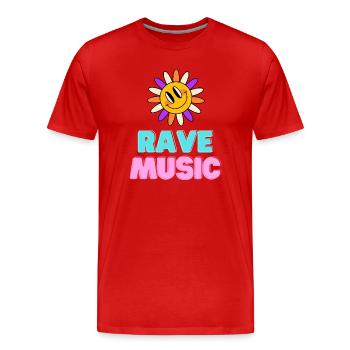 Sunshine Rave Music Néon Design - T-shirt bio Premium Homme - rouge - Devant - Damien (186cm)