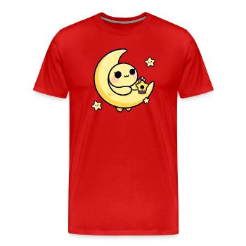 Lune mignonne au clair de lune avec une lanterne étoile - T-shirt bio Premium Homme - rouge - Devant - Damien (186cm)