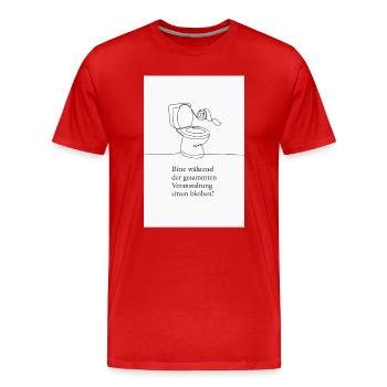 Bitte sitzen bleiben Lustiges WC Design - Männer Premium Bio T-Shirt - Rot - Vorne - Damien (186cm)