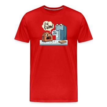 J'ai Faim Humour Grille-Pain Frigo - T-shirt bio Premium Homme - rouge - Devant - Damien (186cm)