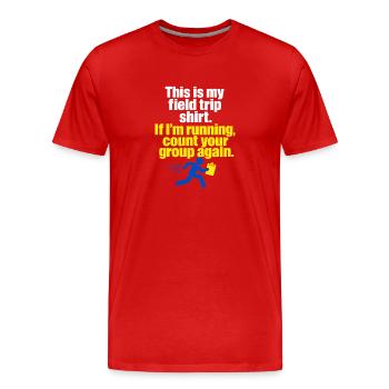 Sortie scolaire drôle avec un professeur : comptez encore votre groupe - T-shirt bio Premium Homme - rouge - Devant - Damien (186cm)
