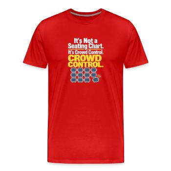 Un professeur drôle sur le contrôle de foule sur le plan de table, un bourdonnement - T-shirt bio Premium Homme - rouge - Devant - Damien (186cm)