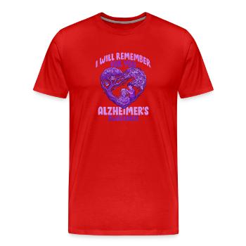 Je me souviens pour vous – l’éducation à Alzheimer - T-shirt bio Premium Homme - rouge - Devant - Damien (186cm)
