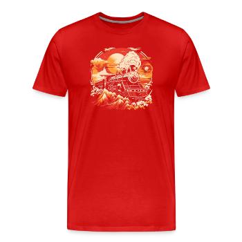 Chemin de fer - T-shirt bio Premium Homme - rouge - Devant - Damien (186cm)