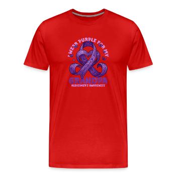 Grand-père – Éducation à Alzheimer - T-shirt bio Premium Homme - rouge - Devant - Damien (186cm)