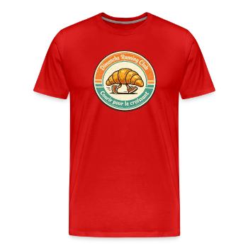 Dimanche Running Club - Courir pour le croissant - T-shirt bio Premium Homme - rouge - Devant - Damien (186cm)