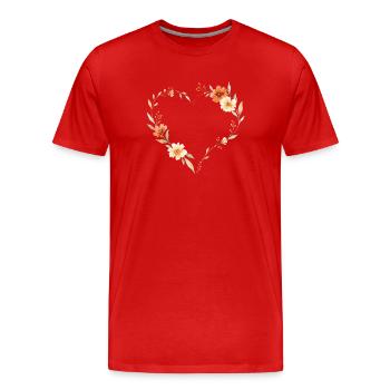 Fleurs Coeur - T-shirt bio Premium Homme - rouge - Devant - Damien (186cm)