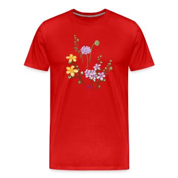 Gartenblumen  - Männer Premium Bio T-Shirt - Rot - Vorne - Damien (186cm)