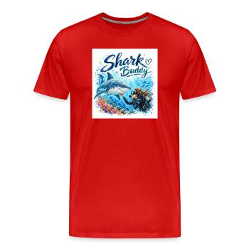 Compagnon Requin Ami Sous-marin - T-shirt bio Premium Homme - rouge - Devant - Damien (186cm)