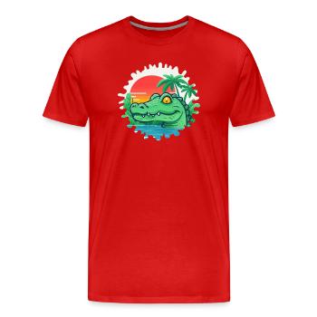 Plage du coucher du soleil - T-shirt bio Premium Homme - rouge - Devant - Damien (186cm)