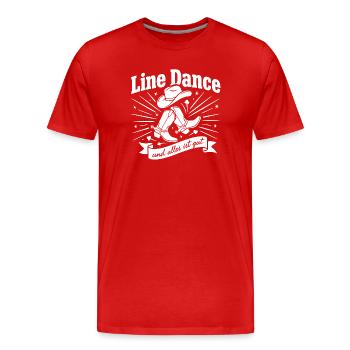 Line Dance Cowboy Boots Logo - Männer Premium Bio T-Shirt - Rot - Vorne - Damien (186cm)