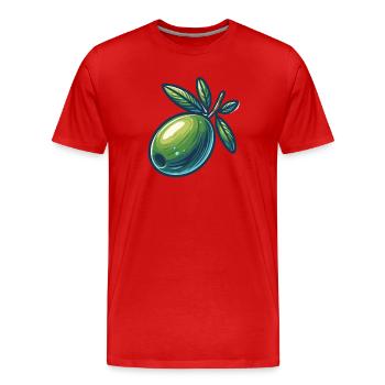 Olive Stylisée Émeraude - T-shirt bio Premium Homme - rouge - Devant - Damien (186cm)