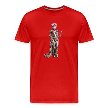 Reine cyborg florale - T-shirt bio Premium Homme - rouge - Devant - Damien (186cm)
