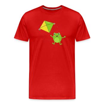 Une grenouille verte fait voler un cerf-volant – Fu - T-shirt bio Premium Homme - rouge - Devant - Damien (186cm)