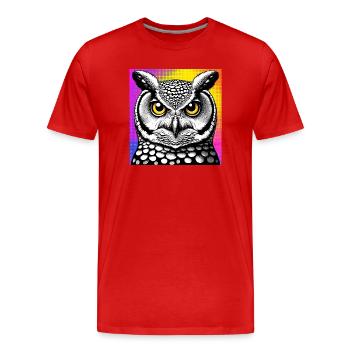 hibou - T-shirt bio Premium Homme - rouge - Devant - Damien (186cm)