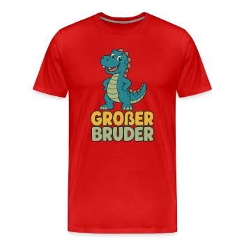 Großer Bruder Dinosaurier - Männer Premium Bio T-Shirt - Rot - Vorne - Damien (186cm)