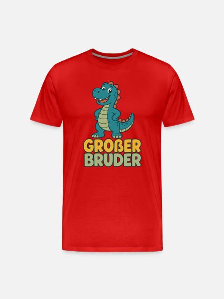 Großer Bruder Dinosaurier - Männer Premium Bio T-Shirt - Rot