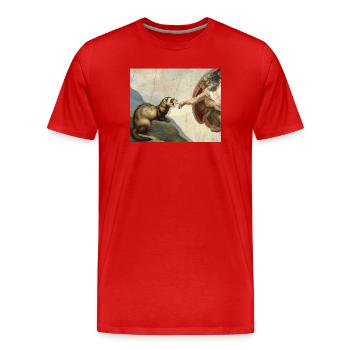 Le mème du furet bat le furet de la main de Dieu - T-shirt bio Premium Homme - rouge - Devant - Damien (186cm)