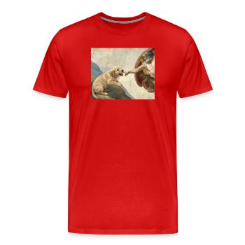 Mème chien God Hand Golden Retriever - T-shirt bio Premium Homme - rouge - Devant - Damien (186cm)