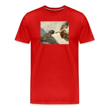 Mème du chien God God Hand du chien bouledogue français - T-shirt bio Premium Homme - rouge - Devant - Damien (186cm)