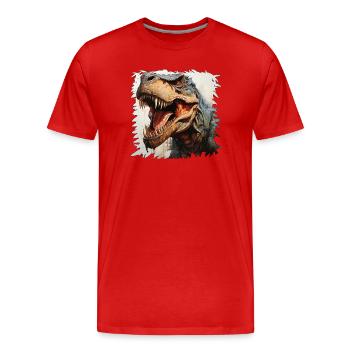 Graffiti néon de tête de dinosaure - T-shirt bio Premium Homme - rouge - Devant - Damien (186cm)