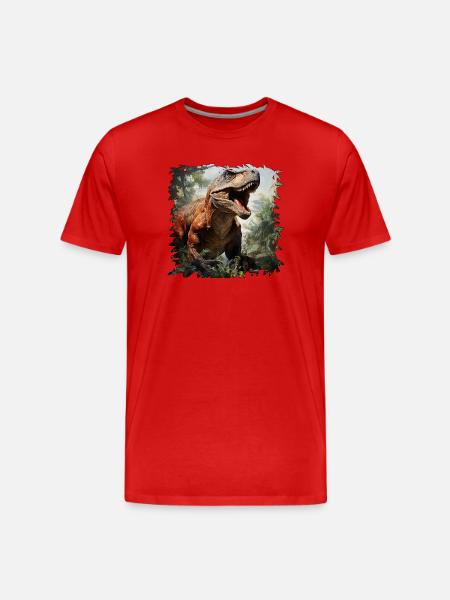Riesiger T Rex im Dschungel - Männer Premium Bio T-Shirt - Rot
