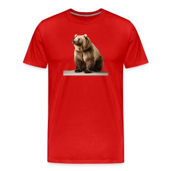 Un ours brun à la relle - T-shirt bio Premium Homme - rouge - Devant - Damien (186cm)