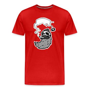 Crâne de surfeur – Crâne avec vague et cœur - T-shirt bio Premium Homme - rouge - Devant - Damien (186cm)