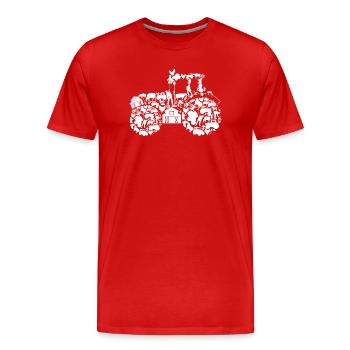 Silhouette du tracteur - T-shirt bio Premium Homme - rouge - Devant - Damien (186cm)