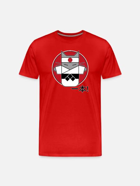 Judo Katze - Ippon - Männer Premium Bio T-Shirt - Rot